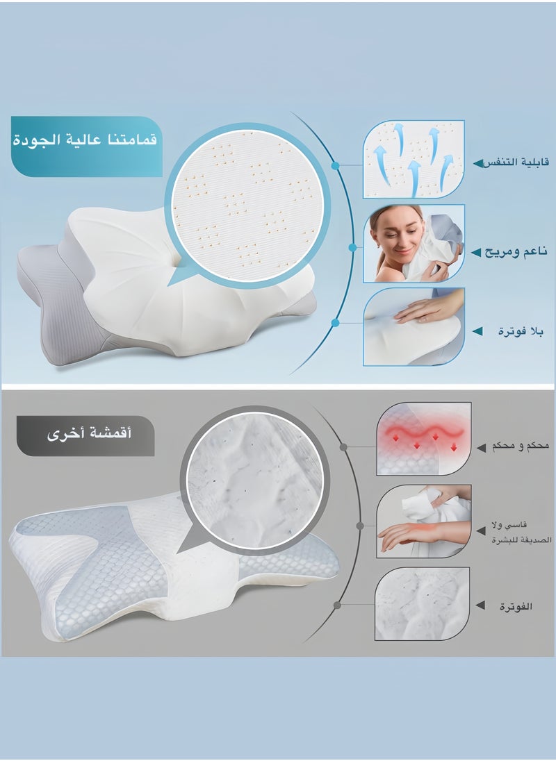 TANGBLIB - Neck Support Pillow for Sleep - Contour Memory Foam Pillow for Side  Back, and Stomach Sleepers - Ergonomic Cervical Pillow with Machine Washable Pillowcase 63x35x13/10CM - Image 1