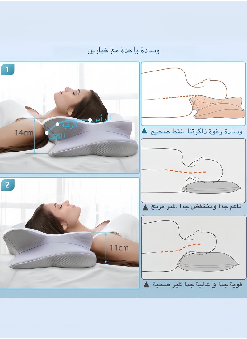 TANGBLIB - Neck Support Pillow for Sleep - Contour Memory Foam Pillow for Side  Back, and Stomach Sleepers - Ergonomic Cervical Pillow with Machine Washable Pillowcase 63x35x13/10CM - Image 1