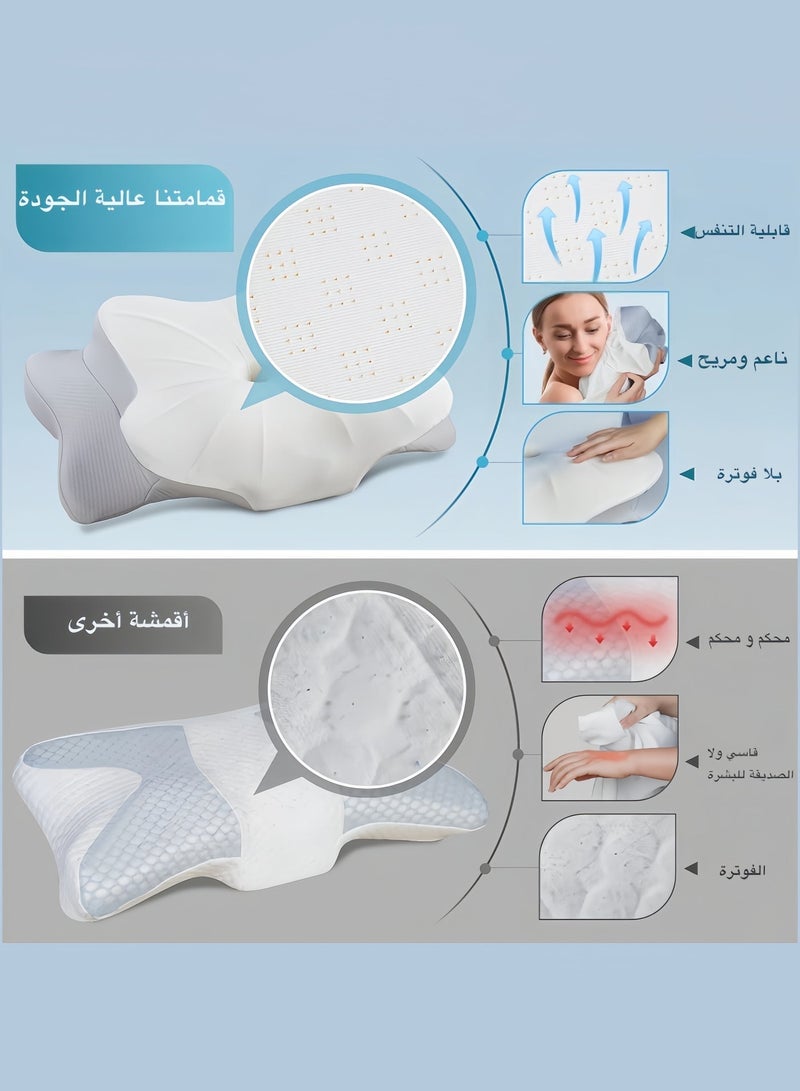 DIYANOO Neck Support Pillow for Sleep - Contour Memory Foam Pillow for Side  Back, and Stomach Sleepers - Ergonomic Cervical Pillow with Machine Washable Pillowcase 63x35x13/10CM - Image 3