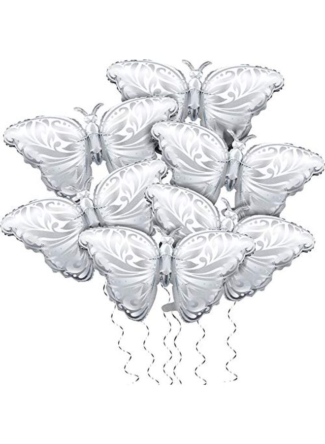 Skylety 6 قطع بالون فويل على شكل فراشة بالون فضي من الألمنيوم بالونات حفلات زينة الزفاف عيد الميلاد ذكرى الاحتفال - Image 1