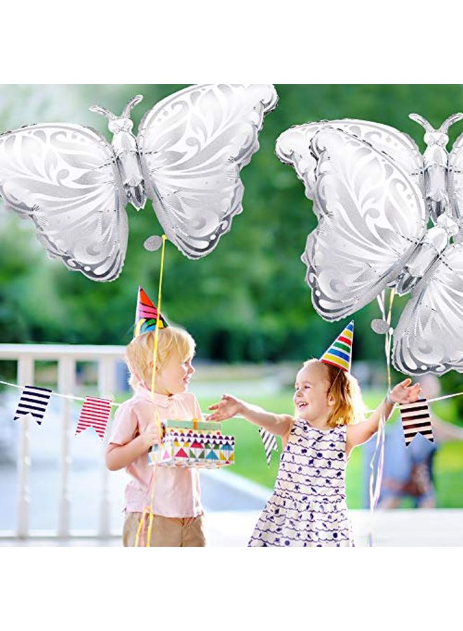 Skylety 6 قطع بالون فويل على شكل فراشة بالون فضي من الألمنيوم بالونات حفلات زينة الزفاف عيد الميلاد ذكرى الاحتفال - Image 4
