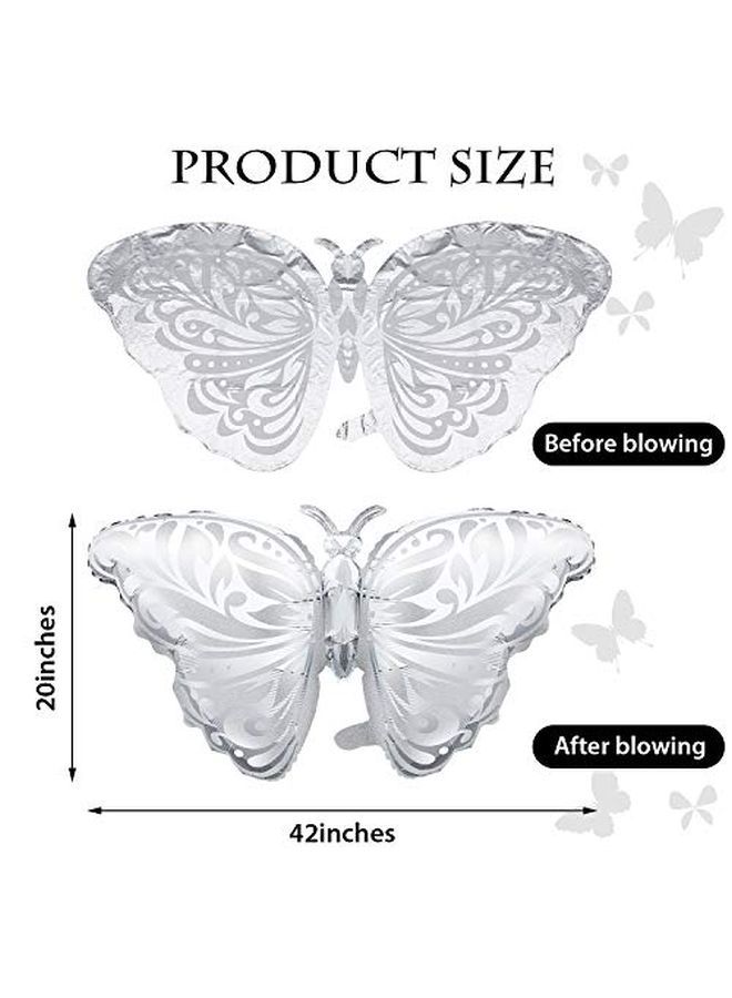 Skylety 6 قطع بالون فويل على شكل فراشة بالون فضي من الألمنيوم بالونات حفلات زينة الزفاف عيد الميلاد ذكرى الاحتفال - Image 2