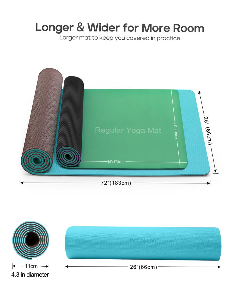 Heathyoga Eco Friendly Non Slip Yoga Mat, Body Alignment System, SGS Certified TPE Material - Textured Non Slip Surface and Optimal Cushioning,72"x 26" Thickness 1/4" - Image 5