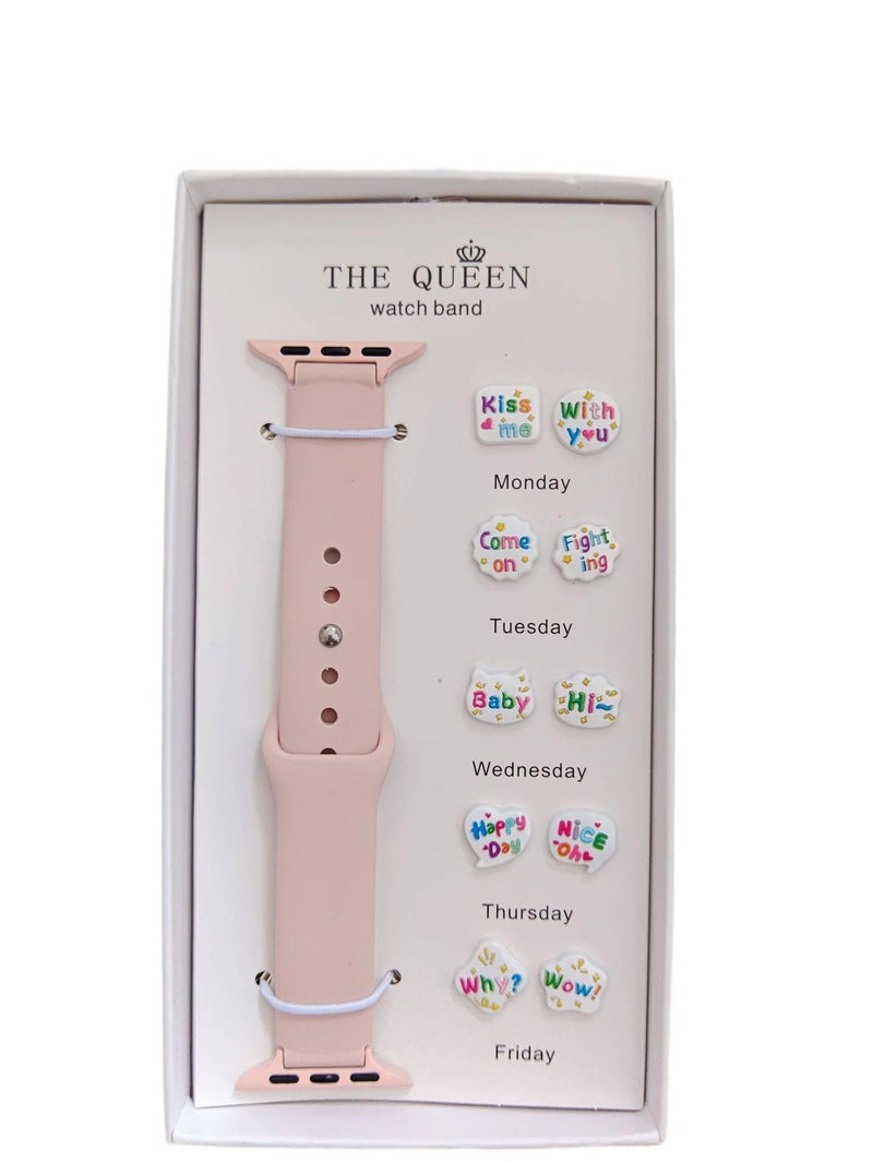 AD #18 Silicone Sport Strap Smartwatch Band Compatible with Apple Watch with Adjustable Fit Replacement Strap for Daily Wear - Image 1