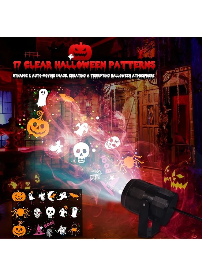 Halloween LED Projector Light 17 Spooky Patterns USB Powered Black Plastic Decor - Image 2