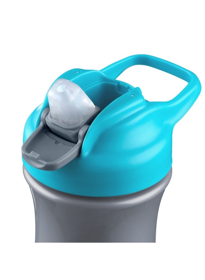 شيكو كوب شيكو ذو فوهة ناعمة مع شفاطة سيليكون وغطاء مانع للانسكاب، سعة ١٢ أونصة | مقبض حمل مدمج | آمن للغسل في الرف العلوي من غسالة الأطباق | كوب سفر سهل الحمل | أزرق مخضر/فضي | ١٨ شهرًا فأكثر - Image 2