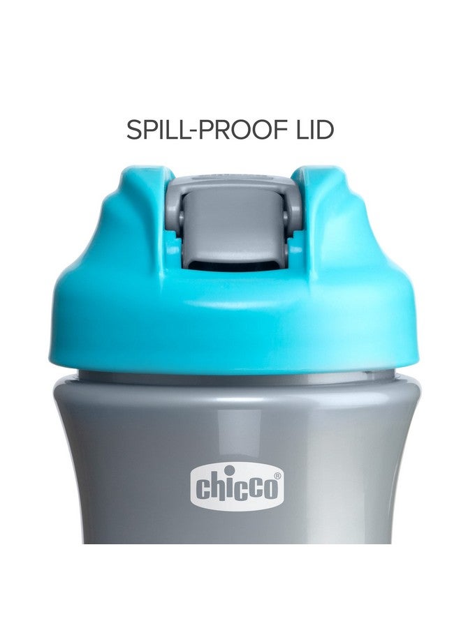 شيكو كوب شيكو ذو فوهة ناعمة مع شفاطة سيليكون وغطاء مانع للانسكاب، سعة ١٢ أونصة | مقبض حمل مدمج | آمن للغسل في الرف العلوي من غسالة الأطباق | كوب سفر سهل الحمل | أزرق مخضر/فضي | ١٨ شهرًا فأكثر - Image 3