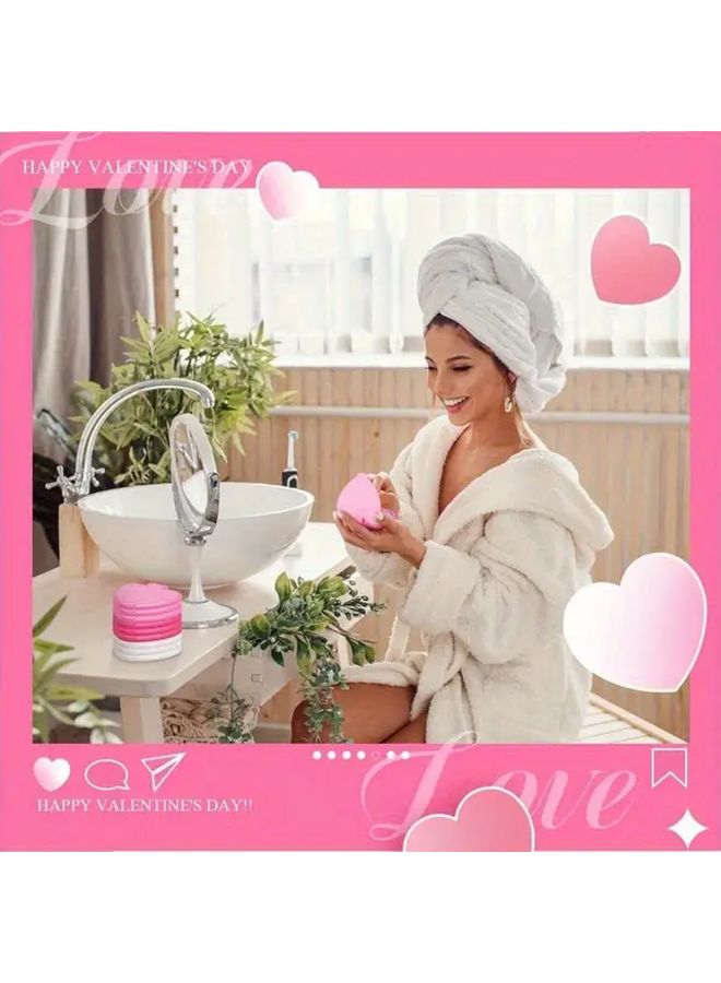 12 Piece Heart Shaped Mini Folding Portable Makeup Travel Wallet Mirror Gift Set For Women White Pink Rose Red Birthday Anniversary - Image 5