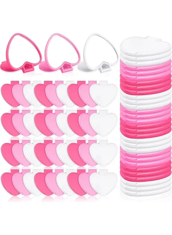 12 Piece Heart Shaped Mini Folding Portable Makeup Travel Wallet Mirror Gift Set For Women White Pink Rose Red Birthday Anniversary - Image 1