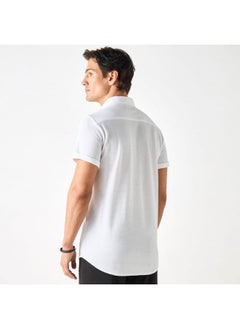 Iconic Iconic Textured Shirt with Spread Collar and Short Sleeves  - Image 3