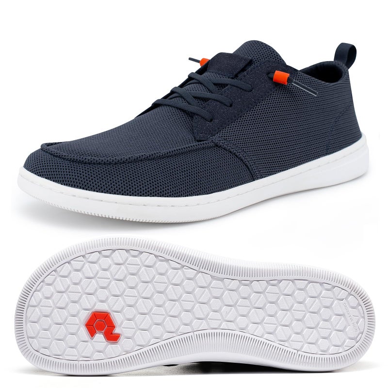 Pulltop Men's Barefoot Wide Toe Box Shoes - Minimalist Dress | Zero Drop | Slip On for Walking Navy Size 8 Wide - Image 1