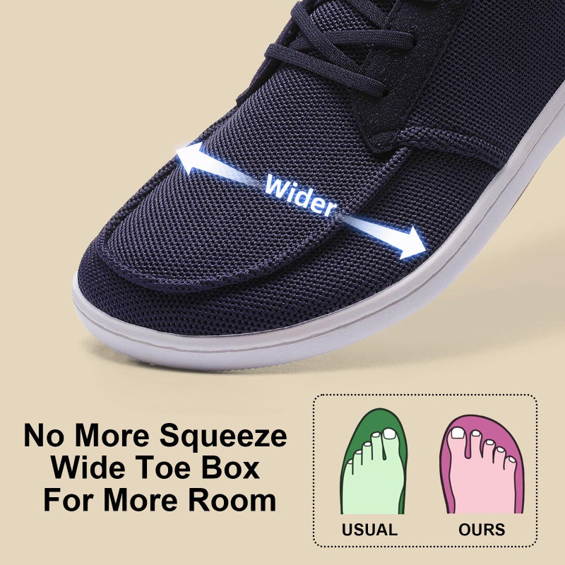 Pulltop Men's Barefoot Wide Toe Box Shoes - Minimalist Dress | Zero Drop | Slip On for Walking Navy Size 8 Wide - Image 3
