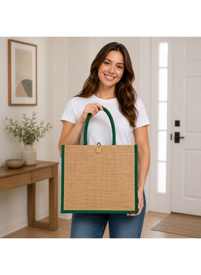 برينت شوب فور مي مجموعة من 5 حقائب تسوق (Tote Bag) | مقابض خضراء | إغلاق بزر | لحمل المشتريات - Image 3