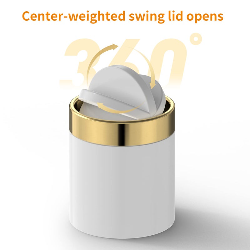 Mbillion Mini Trash Can with Lid, Desktop Small Trash Can Recycling Bin Cute Metal Garbage Can for Tabletop Countertop Use,Stainless Steel 0.4Gal/1.5L Waste Bin for Office Parlor Car Bedroom,Swing Lid Open - Image 2