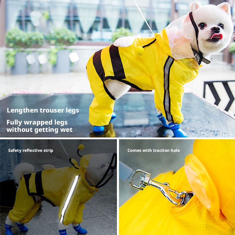 Dog Raincoat 4-Legged Waterproof Full-Body Poncho for Small Medium Dogs - Image 1