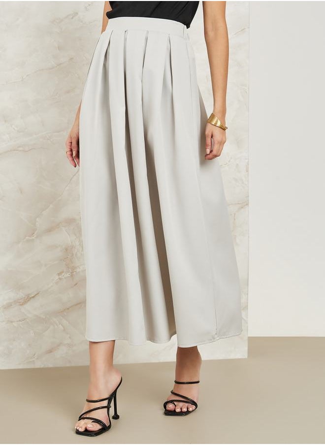 Styli - Pleated Flared Maxi Skirt - Image 1