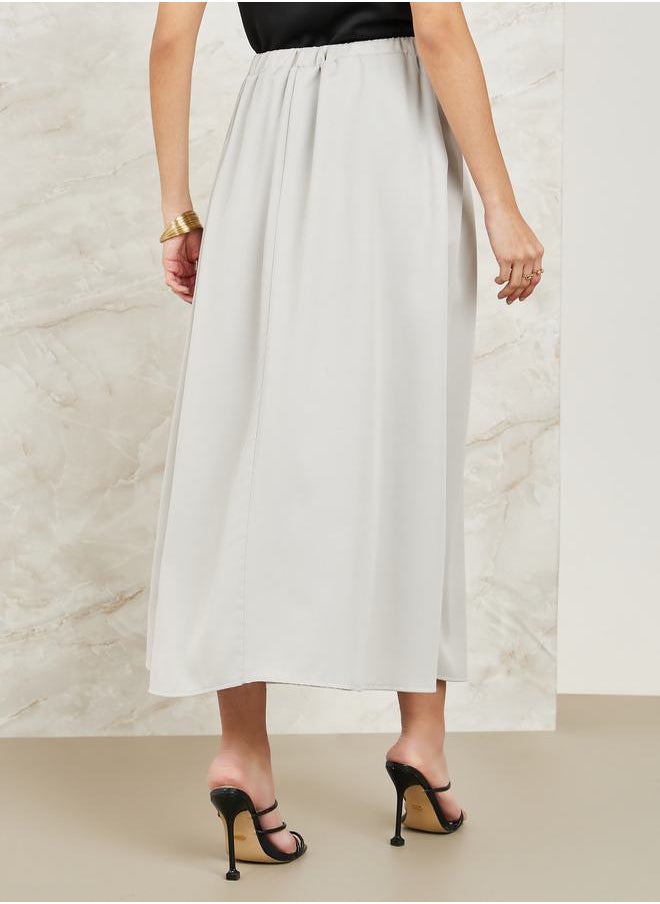 Styli - Pleated Flared Maxi Skirt - Image 1
