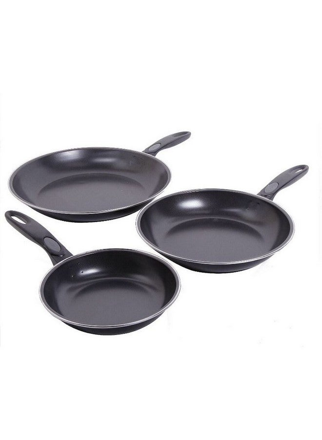 GIBSON 3-Piece Aventura Carbon Steel Non-Stick Frying Pan Set Black 5.72 x 27.94 x 45.72 cm 91501.03 - Image 1