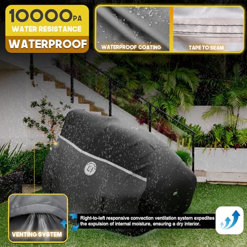 LI LIBZAKI 420D Zero Turn Mower Cover ,Waterproof 420D Marine Grade Fabric -Universal Fit for John Deer,Cub Cadet Zero Turn Up to 60" Lawn Mower Decks,Dimensions: 79" L X 46" WX 55" H-Gray - Image 3