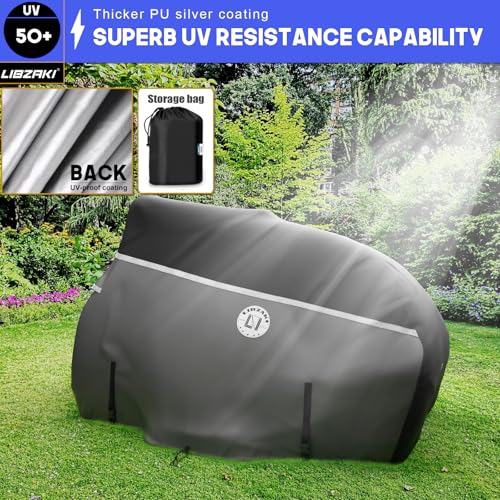 LI LIBZAKI 420D Zero Turn Mower Cover ,Waterproof 420D Marine Grade Fabric -Universal Fit for John Deer,Cub Cadet Zero Turn Up to 60" Lawn Mower Decks,Dimensions: 79" L X 46" WX 55" H-Gray - Image 4