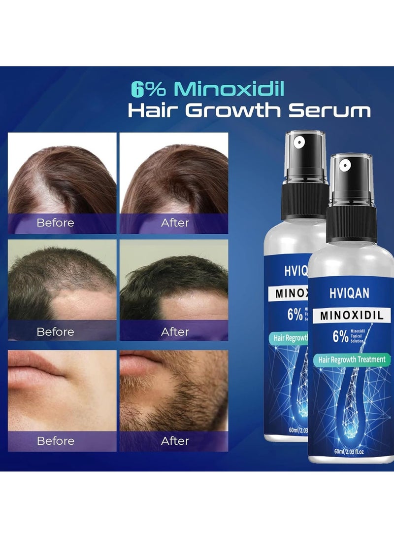 Hviqan 2Pack 6% Minoxidil for Men and Women Hair Growth, Minoxidil Spray For Beard Growth Serum, Combat Hair Thinning and Loss, Strengthen Regrowth Treatment - Image 4