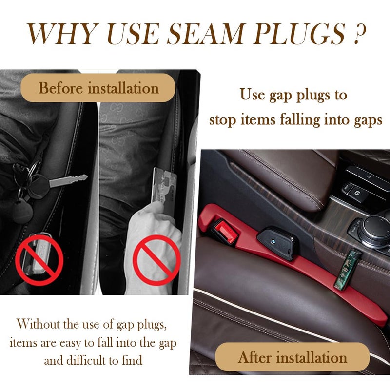 Junecarp 2PCS Car Seat Gap Filler - Elastic Car Seat Gap Filler Organizer Universal for Car Truck Suv Between Seat and Console - Prevent Items from Droping - Add Style to Your Car Accessories (Red/2pcs) - Image 3
