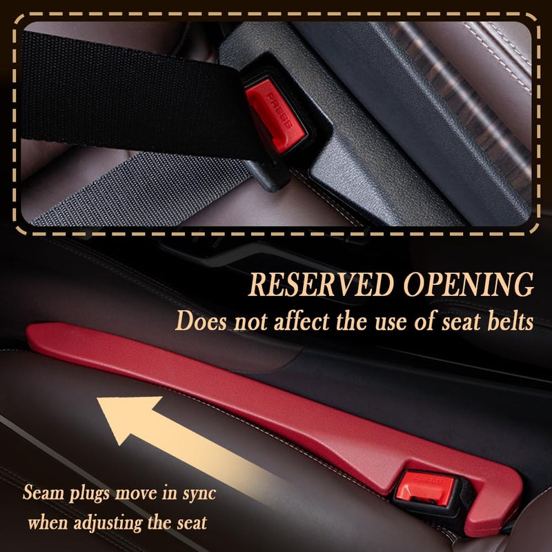 Junecarp 2PCS Car Seat Gap Filler - Elastic Car Seat Gap Filler Organizer Universal for Car Truck Suv Between Seat and Console - Prevent Items from Droping - Add Style to Your Car Accessories (Red/2pcs) - Image 4