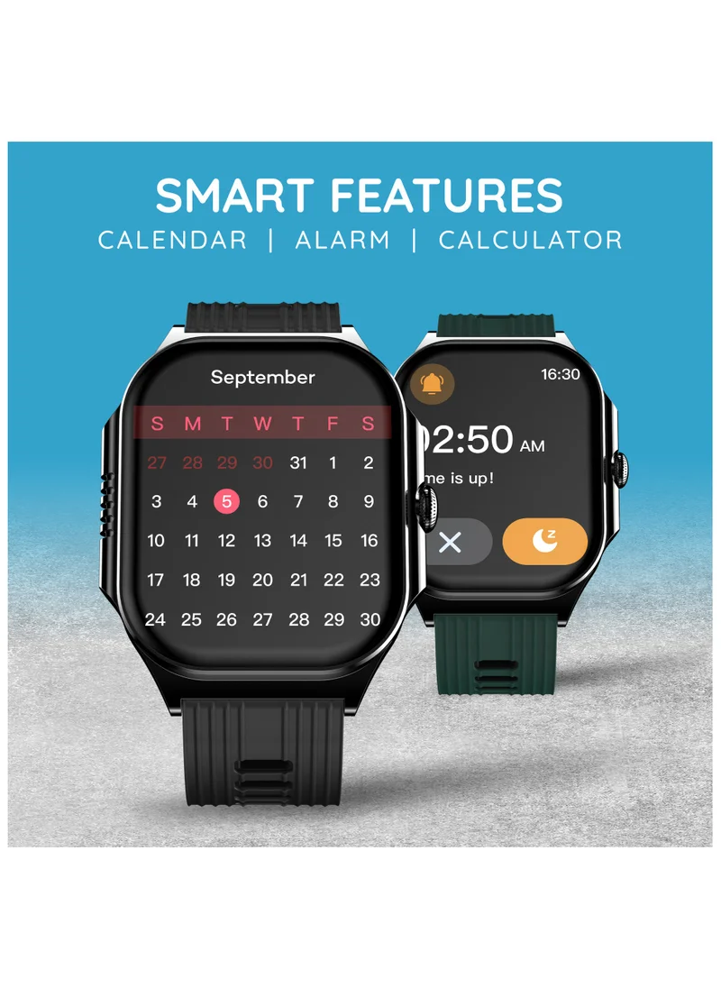 Pebble Alive 1.99" Always on Amoled Display Smartwatch, Quick Notification, Magnetic Charging, IP67 Water Resistence, BT Calling, Health Suite, Multisport Mode, AI Voice Assistance, Jet Black