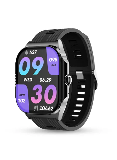 Pebble Alive 1.99" Always on Amoled Display Smartwatch, Quick Notification, Magnetic Charging, IP67 Water Resistence, BT Calling, Health Suite, Multisport Mode, AI Voice Assistance, Jet Black