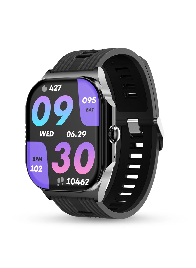 Pebble Alive 1.99" Always on Amoled Display Smartwatch, Quick Notification, Magnetic Charging, IP67 Water Resistence, BT Calling, Health Suite, Multisport Mode, AI Voice Assistance, Jet Black