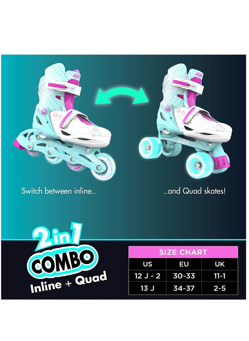 Yvolution Neon 2-1 Quad and Inline Skates for 3-6 Years Old with LED Wheels  - Image 4