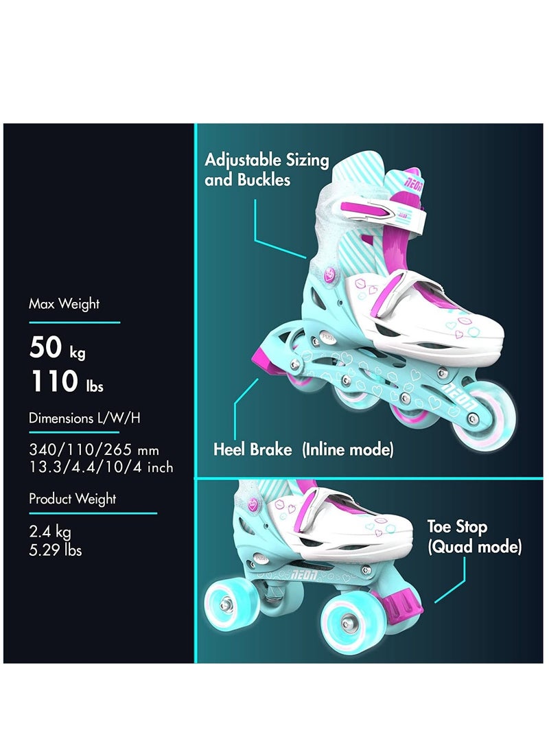 Yvolution Neon 2-1 Quad and Inline Skates for 3-6 Years Old with LED Wheels  - Image 3