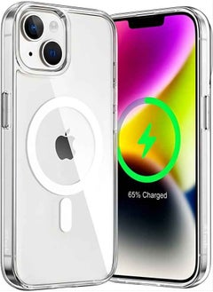 For iPhone 14 Magsafe Case 6.1 inch Slim Magnetic Case Anti-Yellowing Anti-Shock Anti-Drop Hard Back Crystal Phone Case
