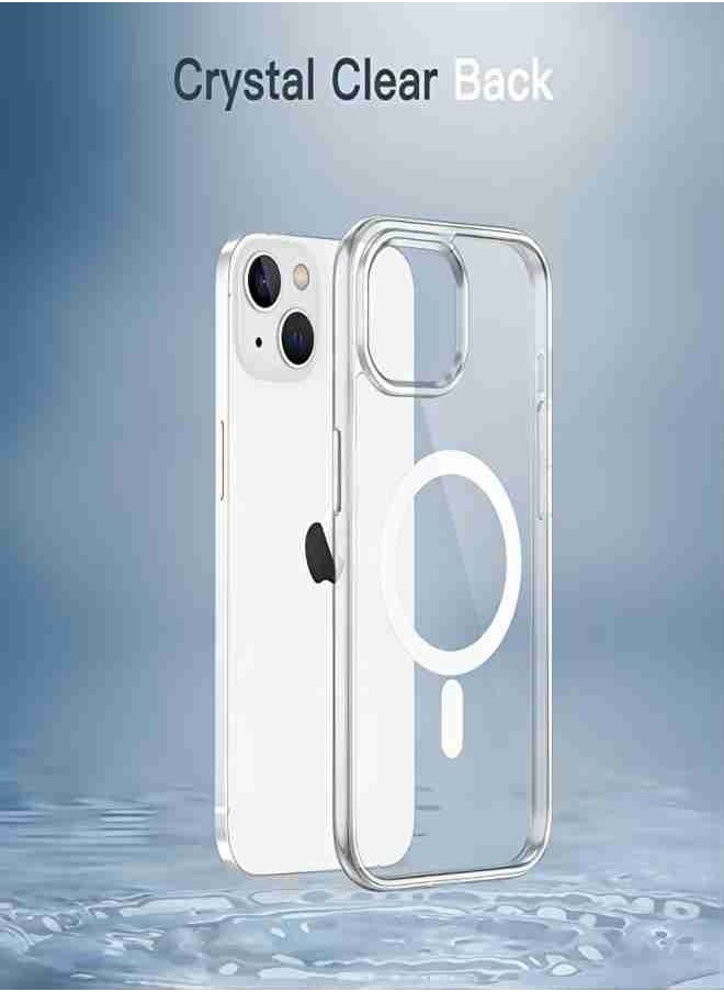 ESCASE - For iPhone 14 Magsafe Case 6.1 inch Slim Magnetic Case Anti-Yellowing Anti-Shock Anti-Drop Hard Back Crystal Phone Case - Image 1