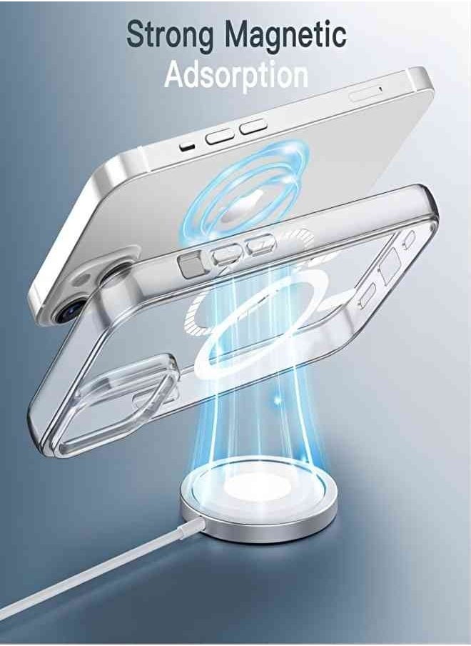 ESCASE - For iPhone 14 Magsafe Case 6.1 inch Slim Magnetic Case Anti-Yellowing Anti-Shock Anti-Drop Hard Back Crystal Phone Case - Image 1