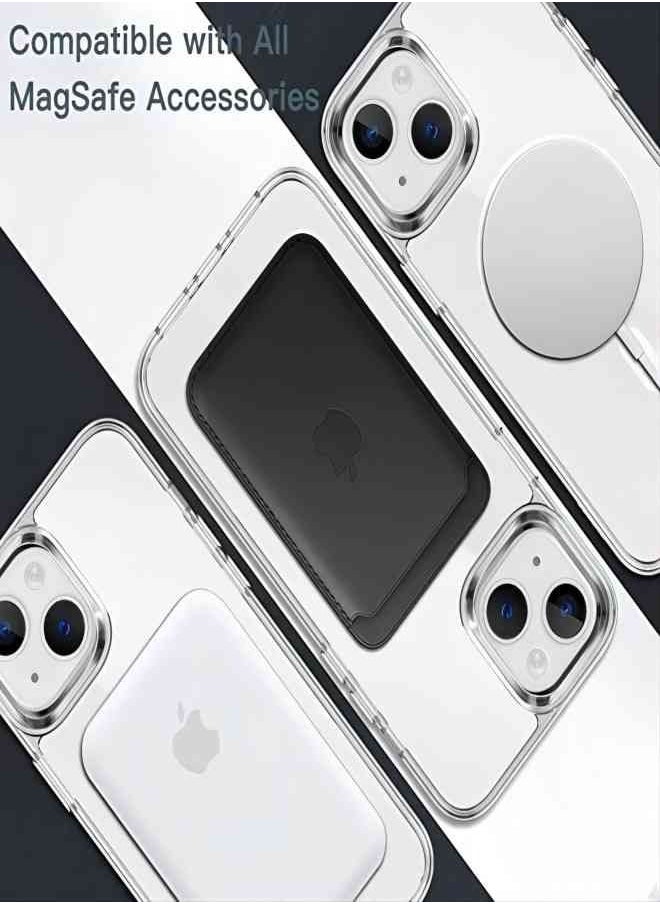 ESCASE - For iPhone 14 Magsafe Case 6.1 inch Slim Magnetic Case Anti-Yellowing Anti-Shock Anti-Drop Hard Back Crystal Phone Case - Image 1