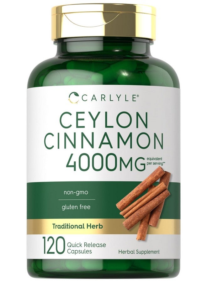 كبسولات كارلايل سيلان القرفة ٤٠٠٠ ملغ | ١٢٠ كبسولة | مكمل غذائي خالٍ من الكائنات المعدلة وراثيًا والغلوتين - Image 1