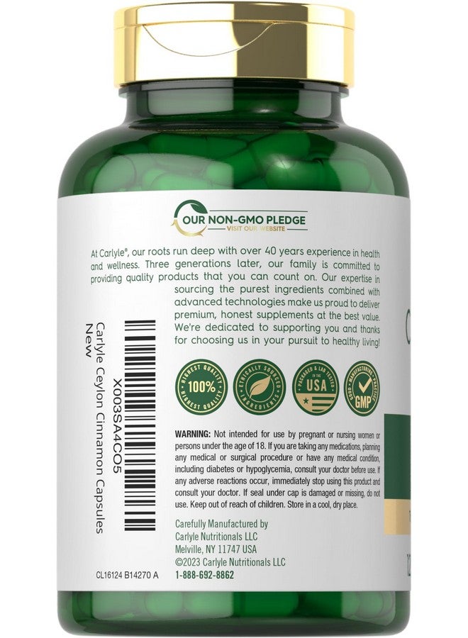كبسولات كارلايل سيلان القرفة ٤٠٠٠ ملغ | ١٢٠ كبسولة | مكمل غذائي خالٍ من الكائنات المعدلة وراثيًا والغلوتين - Image 3