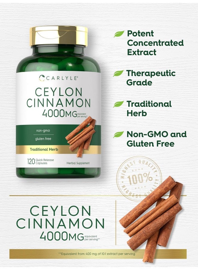 كبسولات كارلايل سيلان القرفة ٤٠٠٠ ملغ | ١٢٠ كبسولة | مكمل غذائي خالٍ من الكائنات المعدلة وراثيًا والغلوتين - Image 4