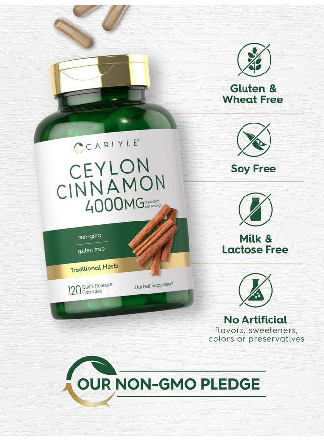 كبسولات كارلايل سيلان القرفة ٤٠٠٠ ملغ | ١٢٠ كبسولة | مكمل غذائي خالٍ من الكائنات المعدلة وراثيًا والغلوتين - Image 5