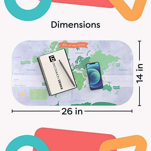 Uncommon Desks Kid's Desk Mat - For Schoolwork Arts & Crafts - Fun Computer & Mouse Pad Blotter - Washable Table Cover - Student School Organizer - Cute Office, Home School Supplies - World Map Design - Image 5