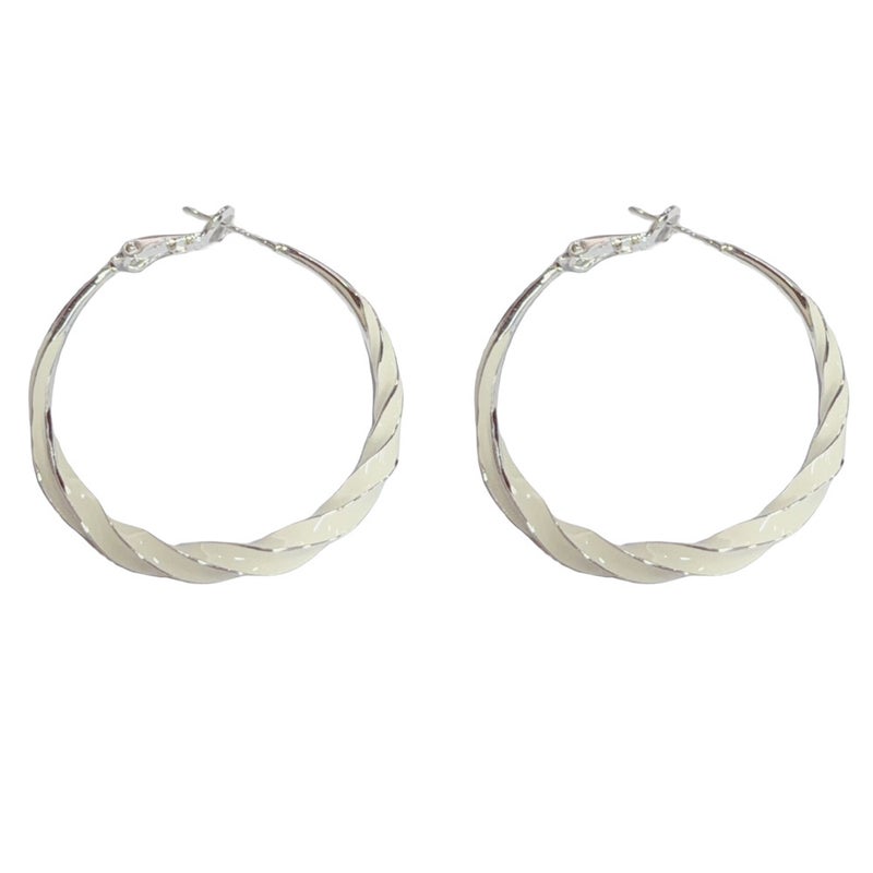 Thick Real Gold Plated Drip Oil Thread Geometric Large Hoop Earrings - White, Pink, Blue - Image 1
