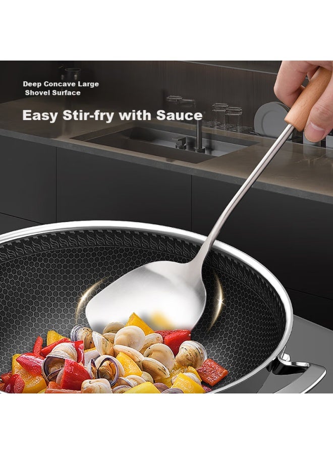 JD.com Jd Jingzao Solid Wood 304 Thickened Stainless Steel Spatula, Iron Wok Cooking Spatula, Household Extended Heat-resistant Spatula - Image 2