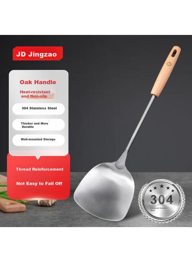 JD.com Jd Jingzao Solid Wood 304 Thickened Stainless Steel Spatula, Iron Wok Cooking Spatula, Household Extended Heat-resistant Spatula - Image 1