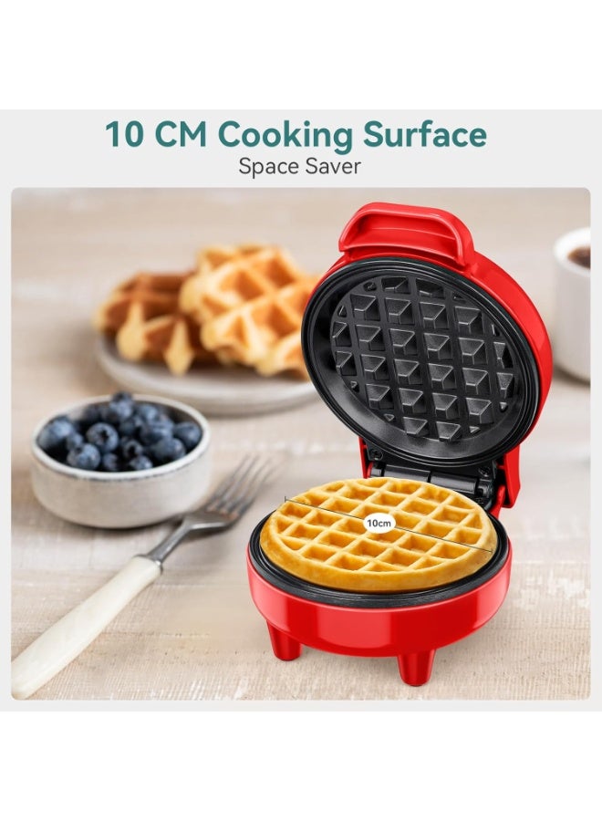 SNAILAR صانعة وافل صغيرة، صانعة وافل بلجيكي، صانعة وافل كلاسيكية صغيرة لأعياد ميلاد الأطفال، وحفلات العائلة، وعيد الفصح أو عيد الميلاد، تصميم لطيف وصغير الحجم، 550 واط، أحمر - Image 3