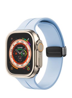 TenTech Silicone Magnetic Sports Band for Apple Watch Ultra/Ultra 2, Size 49mm 45mm 44mm 42, Soft Band for iWatch Series 9/8/7/6/5/4/3/2/1/SE - Sky Blue
