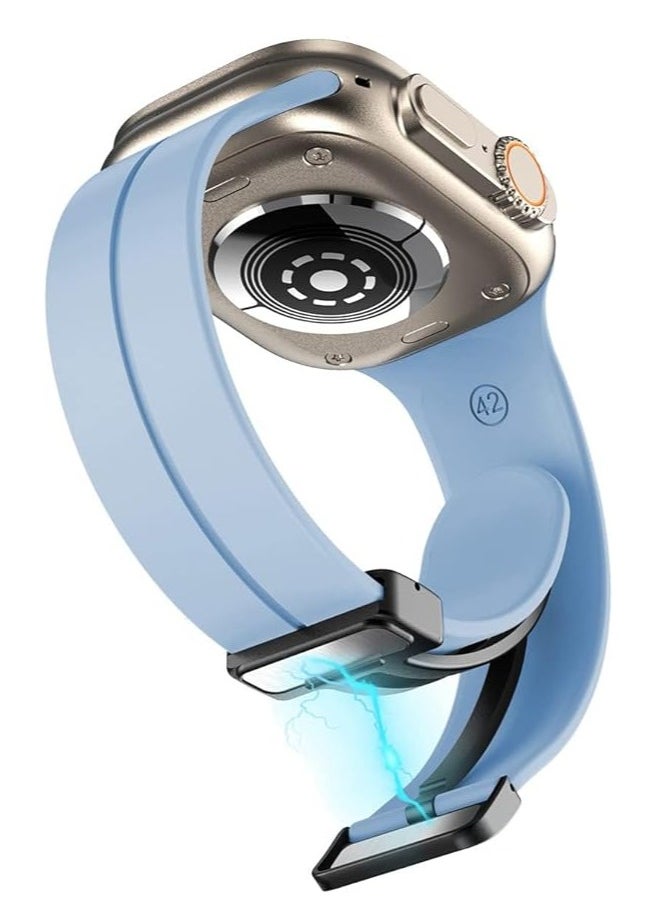 ten.tech - TenTech Silicone Magnetic Sports Band for Apple Watch Ultra/Ultra 2, Size 49mm 45mm 44mm 42, Soft Band for iWatch Series 9/8/7/6/5/4/3/2/1/SE - Sky Blue - Image 1