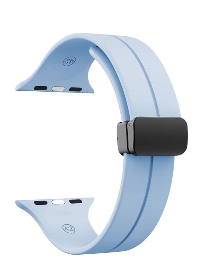 ten.tech - TenTech Silicone Magnetic Sports Band for Apple Watch Ultra/Ultra 2, Size 49mm 45mm 44mm 42, Soft Band for iWatch Series 9/8/7/6/5/4/3/2/1/SE - Sky Blue - Image 1