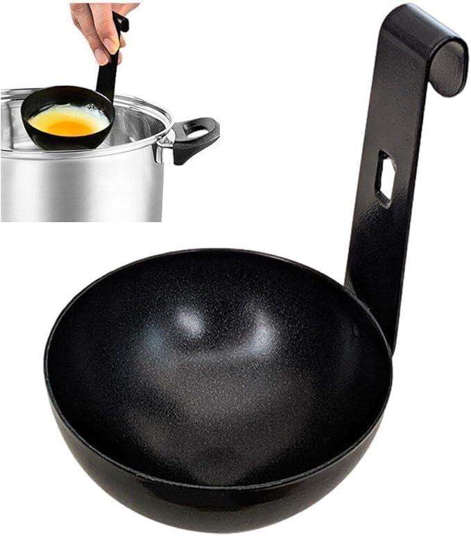 Clickswift® 1 Pcs Hanging Egg Cup Non-Stick Egg Poaching Mold with Hook Handle – Heat-Resistant Poach Pod for Stove or Steamer Easy-To-Use Egg Cooker Pan for Perfect Poached Eggs. - Image 1
