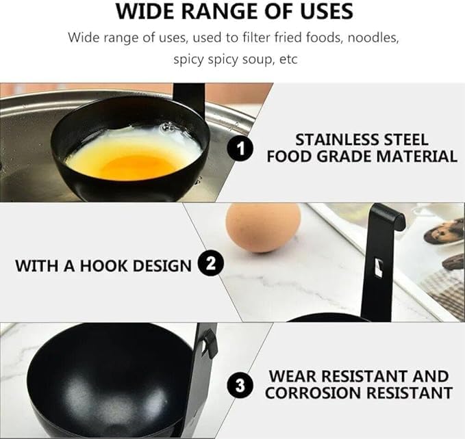 Clickswift® 1 Pcs Hanging Egg Cup Non-Stick Egg Poaching Mold with Hook Handle – Heat-Resistant Poach Pod for Stove or Steamer Easy-To-Use Egg Cooker Pan for Perfect Poached Eggs. - Image 3
